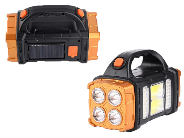 Saulės žibintuvėlis nešiojamas įkraunamas led cob powerbank prožektorius, Auksinis, Szín, Aranysárga