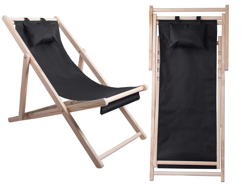 Medinis gultas paplūdimio kėdės sulankstomos sodo pagalvėlė paplūdimio kėdė, Juoda, Szín, Fekete