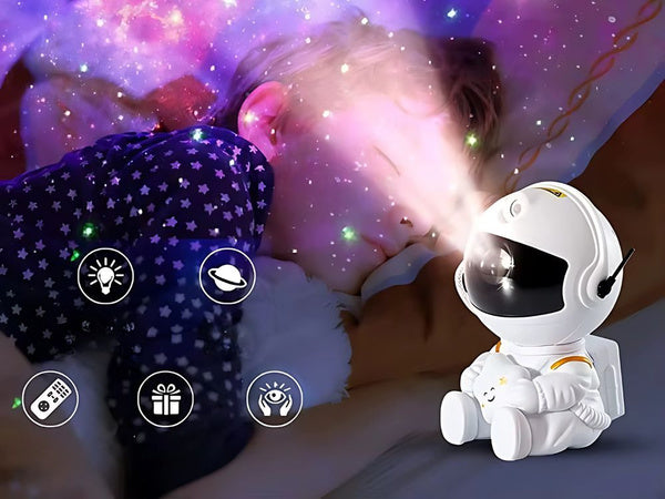 Žvaigždžių projektorius astronautas galaktikos naktinė šviesa dangaus lazeris buvo nuotolinio valdymo pultas