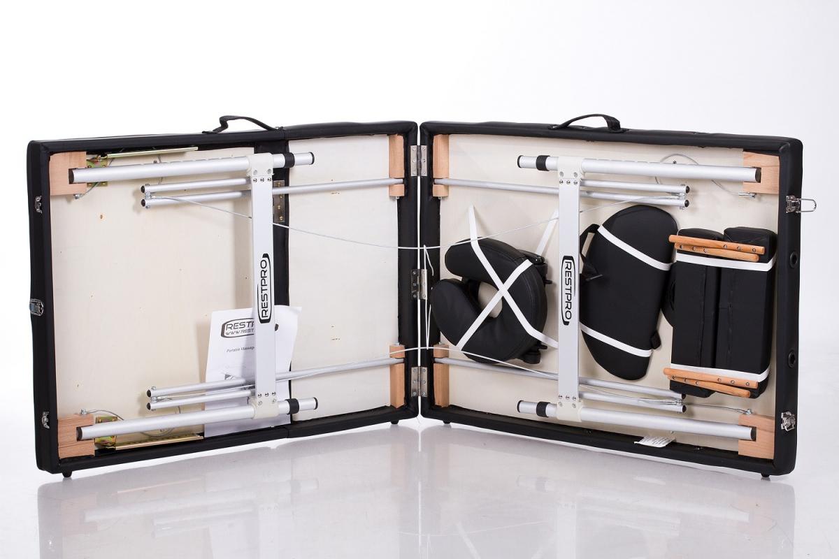 RESTPRO® ALU 3 juodas nešiojamas masažo stalas