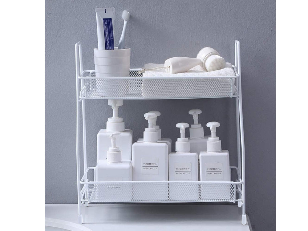 Virtuvės lentyna virtuvės organizatorius nuolatinis dviejų lygių palėpės prieskonių stovas, Baltas, Szín, Fehér