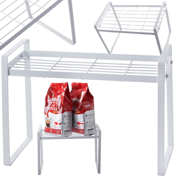 Vieno lygio metalinė lentyna virtuvės stalviršiui virtuvės organizatoriaus palėpės stovas, Baltas, Szín, Fehér