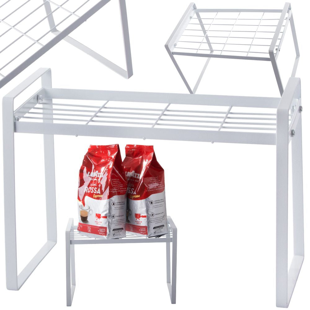 Vieno lygio metalinė lentyna virtuvės stalviršiui virtuvės organizatoriaus palėpės stovas, Baltas, Szín, Fehér