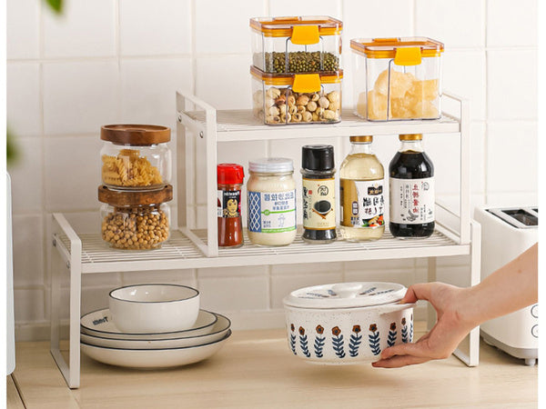 Vieno lygio metalinė lentyna virtuvės stalviršiui virtuvės organizatoriaus palėpės stovas, Baltas, Szín, Fehér