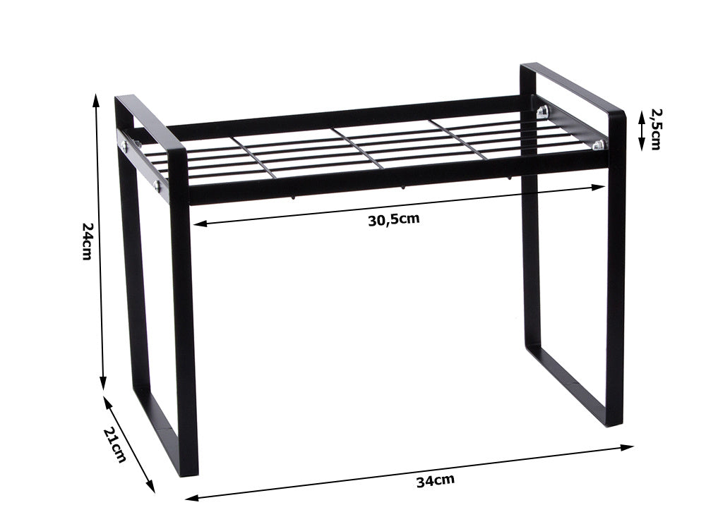 Vieno lygio metalinė lentyna virtuvės stalviršiui virtuvės organizatoriaus palėpės stovas, Juoda, Szín, Fekete