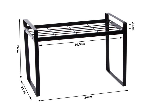 Vieno lygio metalinė lentyna virtuvės stalviršiui virtuvės organizatoriaus palėpės stovas, Juoda, Szín, Fekete
