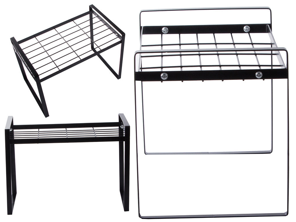 Vieno lygio metalinė lentyna virtuvės stalviršiui virtuvės organizatoriaus palėpės stovas, Juoda, Szín, Fekete