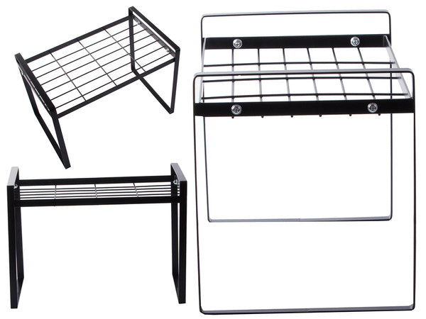 Vieno lygio metalinė lentyna virtuvės stalviršiui virtuvės organizatoriaus palėpės stovas, Juoda, Szín, Fekete