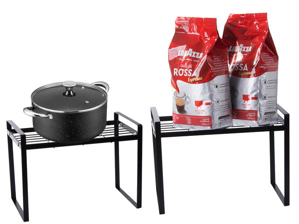 Vieno lygio metalinė lentyna virtuvės stalviršiui virtuvės organizatoriaus palėpės stovas, Juoda, Szín, Fekete