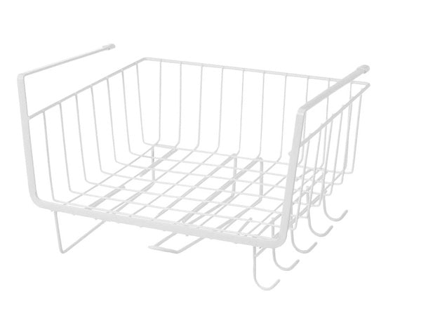 Metalinis krepšelis po spintelės viršumi 5 kabliukai popieriaus laikiklis, Baltas, Szín, Fehér