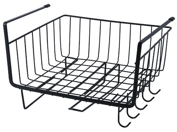 Metalinis krepšelis po spintelės viršumi 5 kabliukai popieriaus laikiklis, Juoda, Szín, Fekete