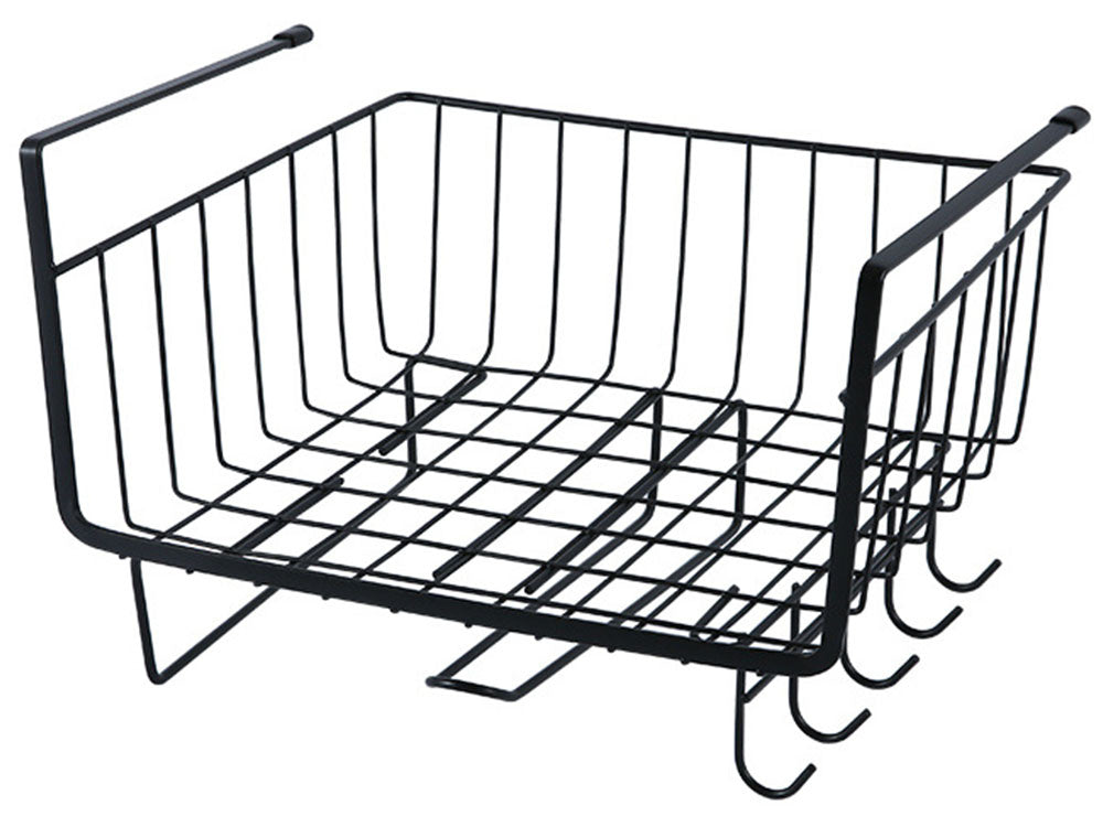 Metalinis krepšelis po spintelės viršumi 5 kabliukai popieriaus laikiklis, Juoda, Szín, Fekete