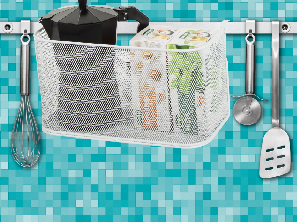 Krepšys metalinis bėginis organizatorius kabantis krepšys virtuvės lentyna, Baltas, Szín, Fehér