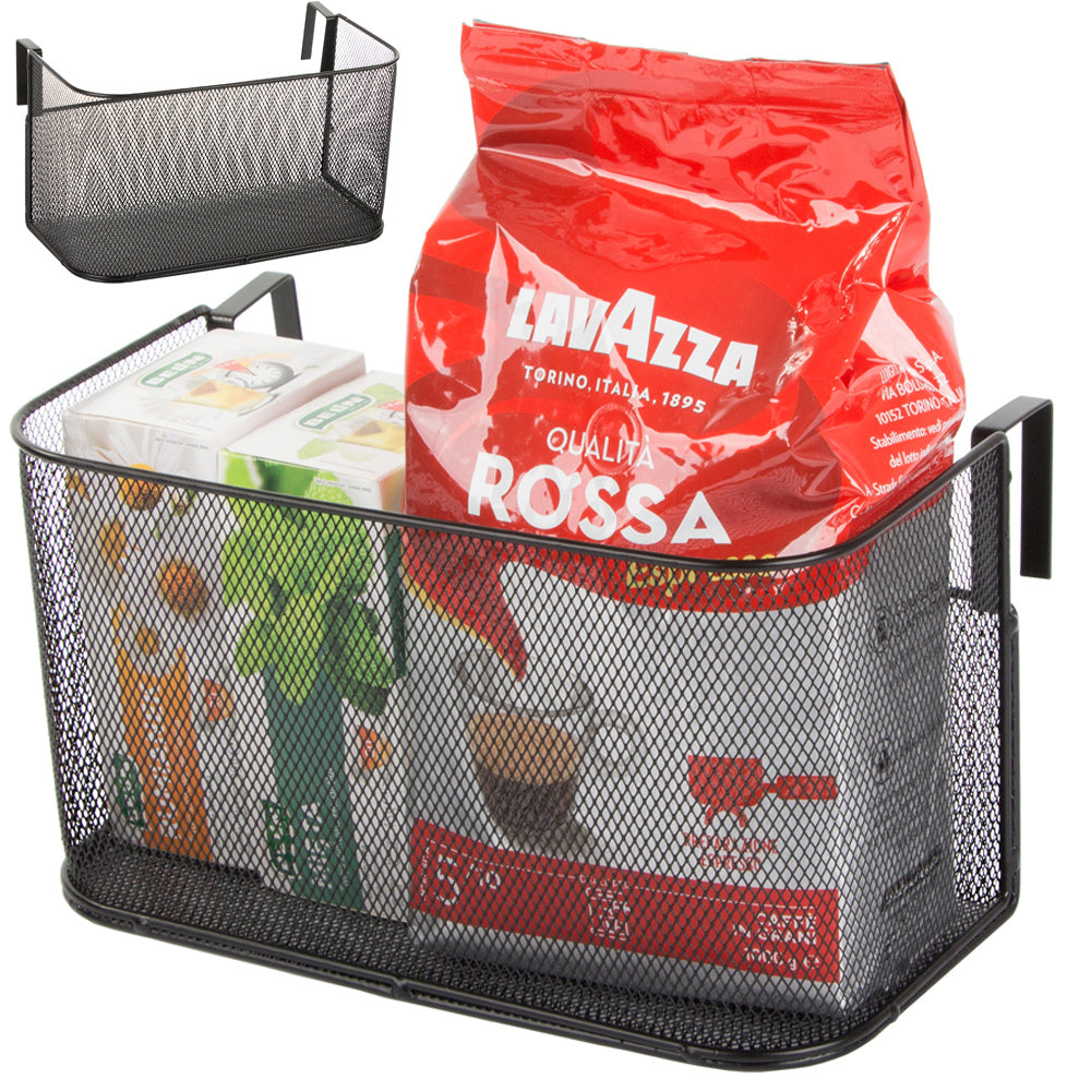 Krepšelis metalinis durelėse kabantis organizatorius virtuvės pakabinama lentyna, Juoda, Szín, Fekete