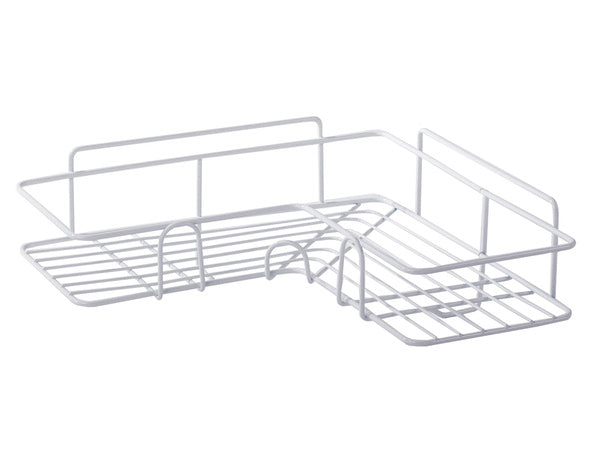 Palėpės kampinė vonios kambario dušo lentyna, kabanti ant kablio, balta, Baltas, Szín, Fehér