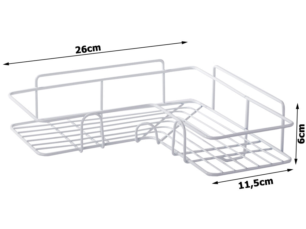 Palėpės kampinė vonios kambario dušo lentyna, kabanti ant kablio, balta, Baltas, Szín, Fehér