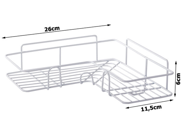 Palėpės kampinė vonios kambario dušo lentyna, kabanti ant kablio, balta, Baltas, Szín, Fehér