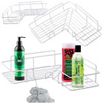 Palėpės kampinė vonios kambario dušo lentyna, kabanti ant kablio, balta, Baltas, Szín, Fehér