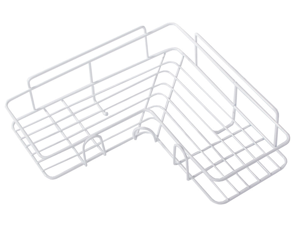 Palėpės kampinė vonios kambario dušo lentyna, kabanti ant kablio, balta, Baltas, Szín, Fehér