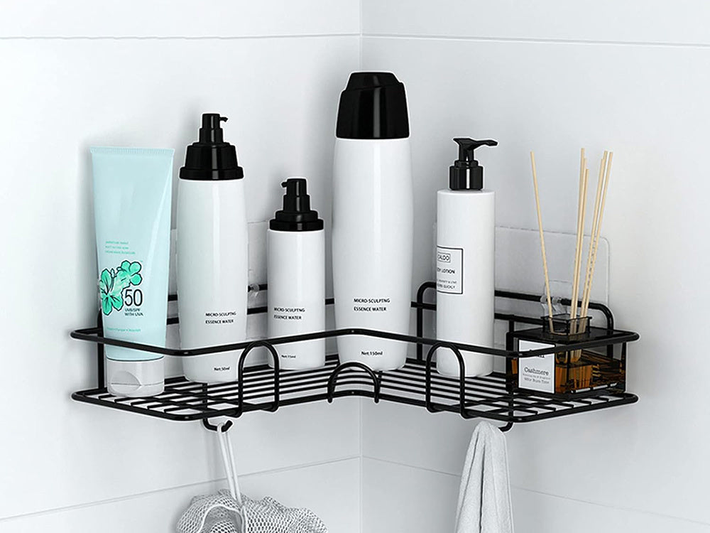 Palėpės kampinis vonios kambario dušo lentynos kabinimo kablys juodas, Juoda, Szín, Fekete