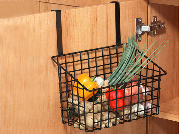 Krepšelis metalinis durelėse kabantis organizatorius virtuvės pakabinama lentyna, Juoda, Szín, Fekete