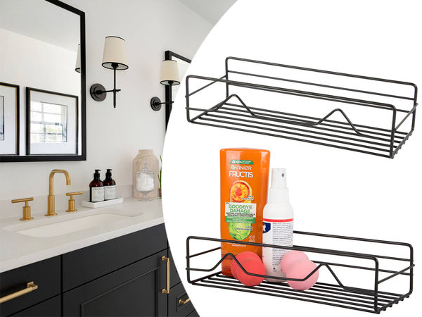 Palėpės vonios kambario dušo lentyna kabanti metalinė lentyna, Juoda, Szín, Fekete