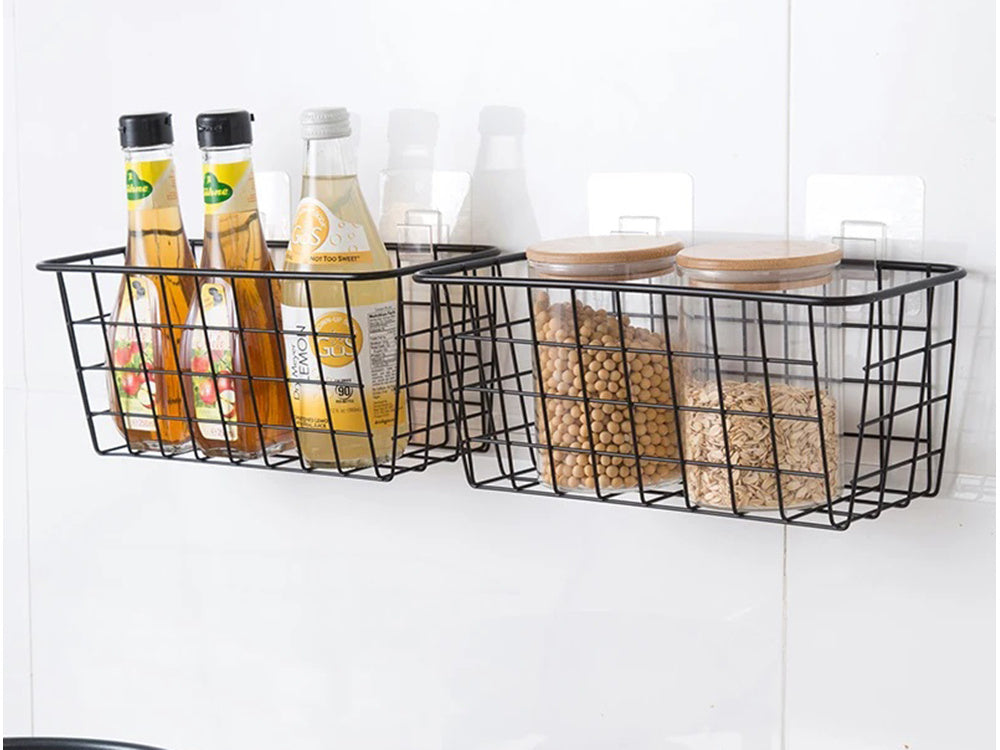 Kabantis krepšys metalinis organizatorius kabanti virtuvės lentyna juoda, Juoda, Szín, Fekete