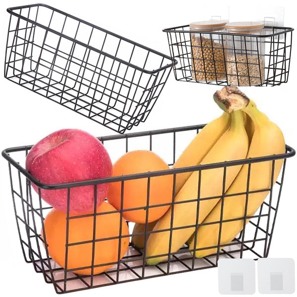 Kabantis krepšys metalinis organizatorius kabanti virtuvės lentyna juoda, Juoda, Szín, Fekete