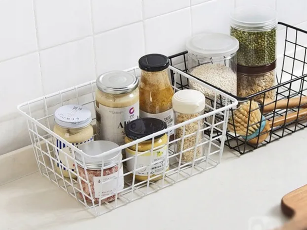 Palėpės metalinis vielos krepšelis palėpės metalinis organizatorius virtuvėje vaisiams baltas didelis, Baltas, Szín, Fehér