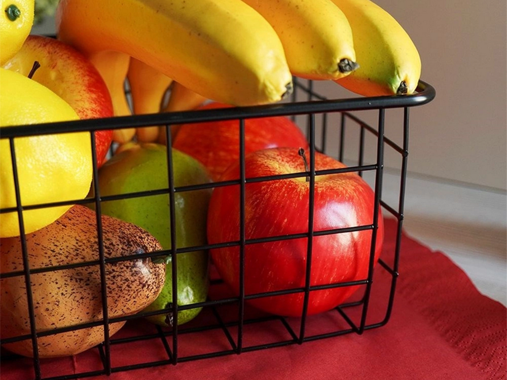 Palėpės metalinis vielos organizatoriaus krepšys virtuvės vaisių krepšiui juodas didelis, Juoda, Szín, Fekete