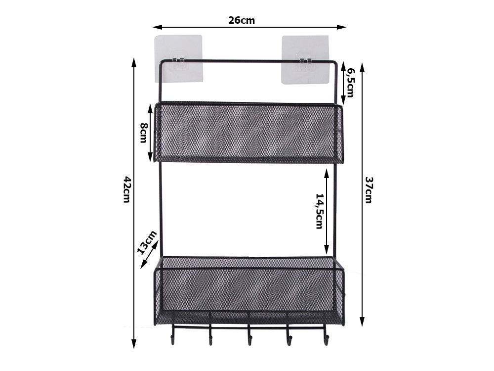 Metalinis organizatorius pakabinama lentyna virtuvės lentyna vonios kambario pakaba, Juoda, Szín, Fekete