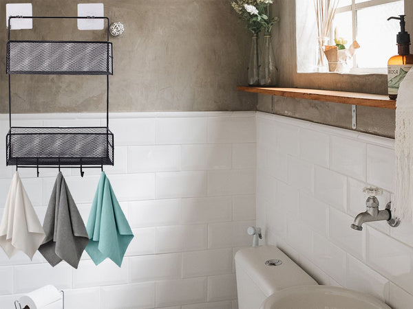 Metalinis organizatorius pakabinama lentyna virtuvės lentyna vonios kambario pakaba, Juoda, Szín, Fekete