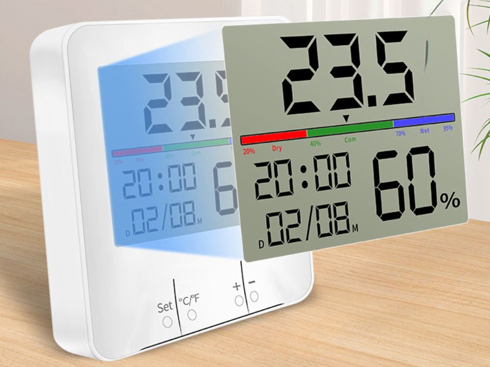 Termometras orų stotis vidinis higrometras laikrodis baterija lcd