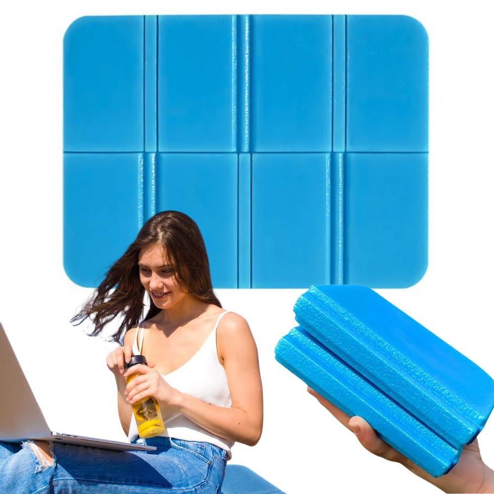 Sulankstomas kilimėlis sėdimoms vietoms (kempingui, žygiams, paplūdimiui)