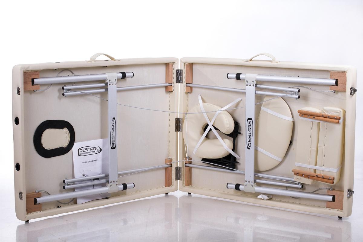 RESTPRO® ALU 2 (L) kreminis nešiojamas masažo stalas