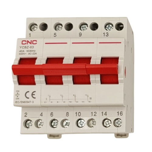 Modulinis perjungiklis CNC YCBZ-40, 4P, 40A, 1-0-2