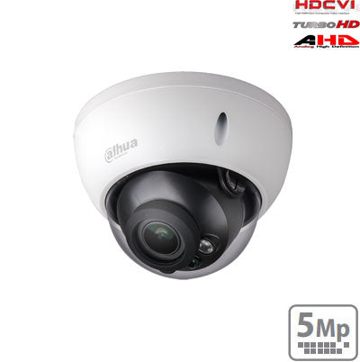 HD-CVI kupolinė kamera 5MP su IR iki 30m. 2.7~12mm 98°~34°, IP67, IK10, Lite serija