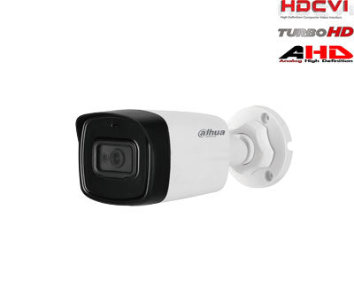 HD-CVI, TVI, AHD, CVBS kamera cilindrinė 2MP su IR iki 80m. 1/2.7" 3.6mm 87.5°, int. mikrofonas