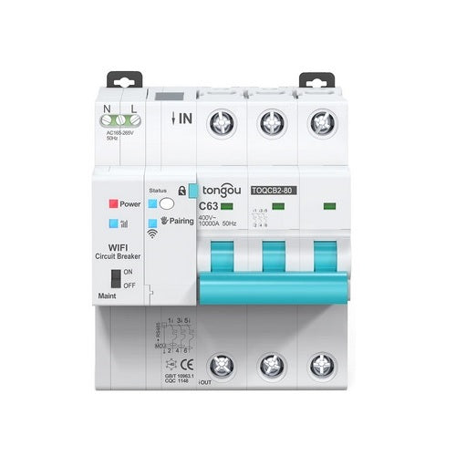 TUYA išmanusis 3 kontaktų automatinis saugiklis - kirtiklis, Wi-Fi, 63A
