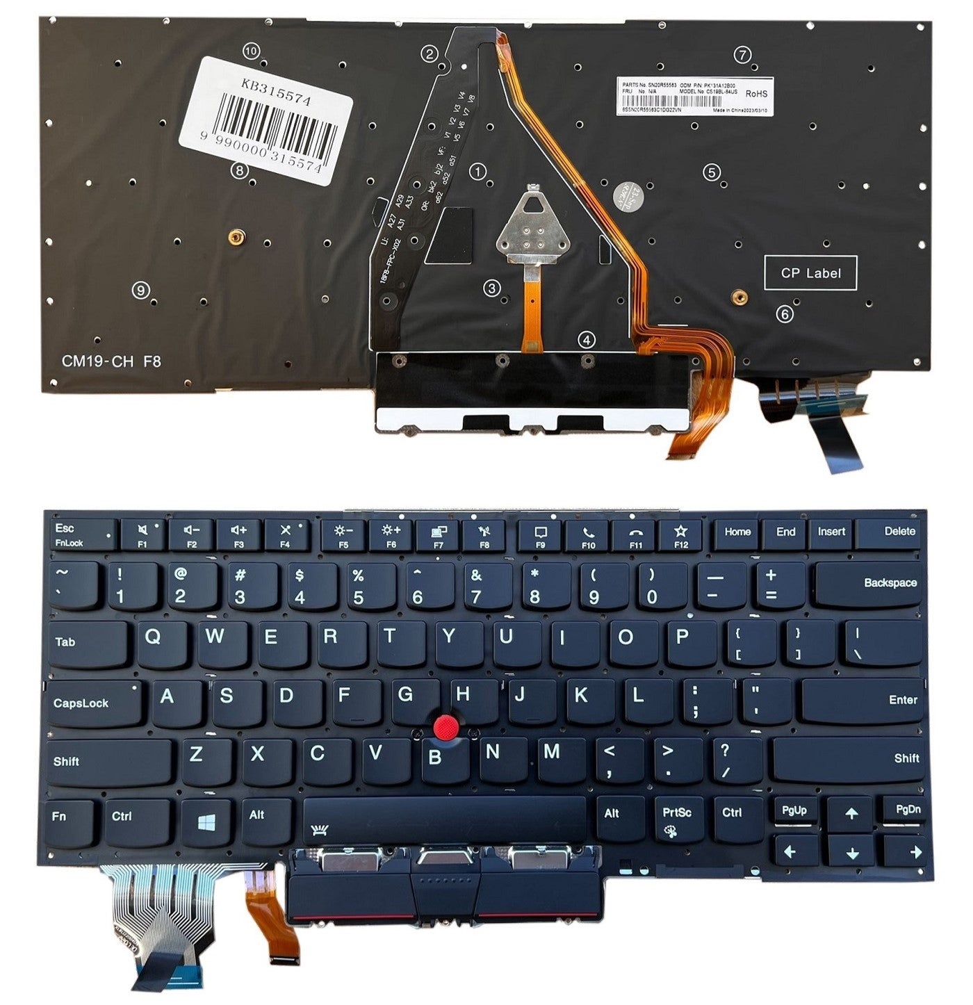 Klaviatūra LENOVO X1 Carbon Gen 8, su pašvietimu, su trackpoint, US
