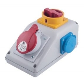 PawBol R-BOX B.165/1/LP-S plastikinis skydelis su kištukiniais lizdais (1x16A/250V, 1x250V)