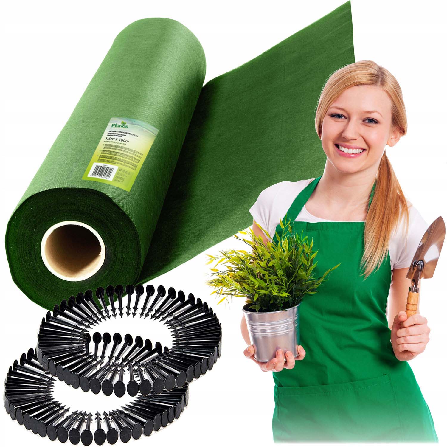 Agrofilinas sodas 1,6 m x 100 m 90 g/m2 + 100 spygliuočių Plonos - žalia