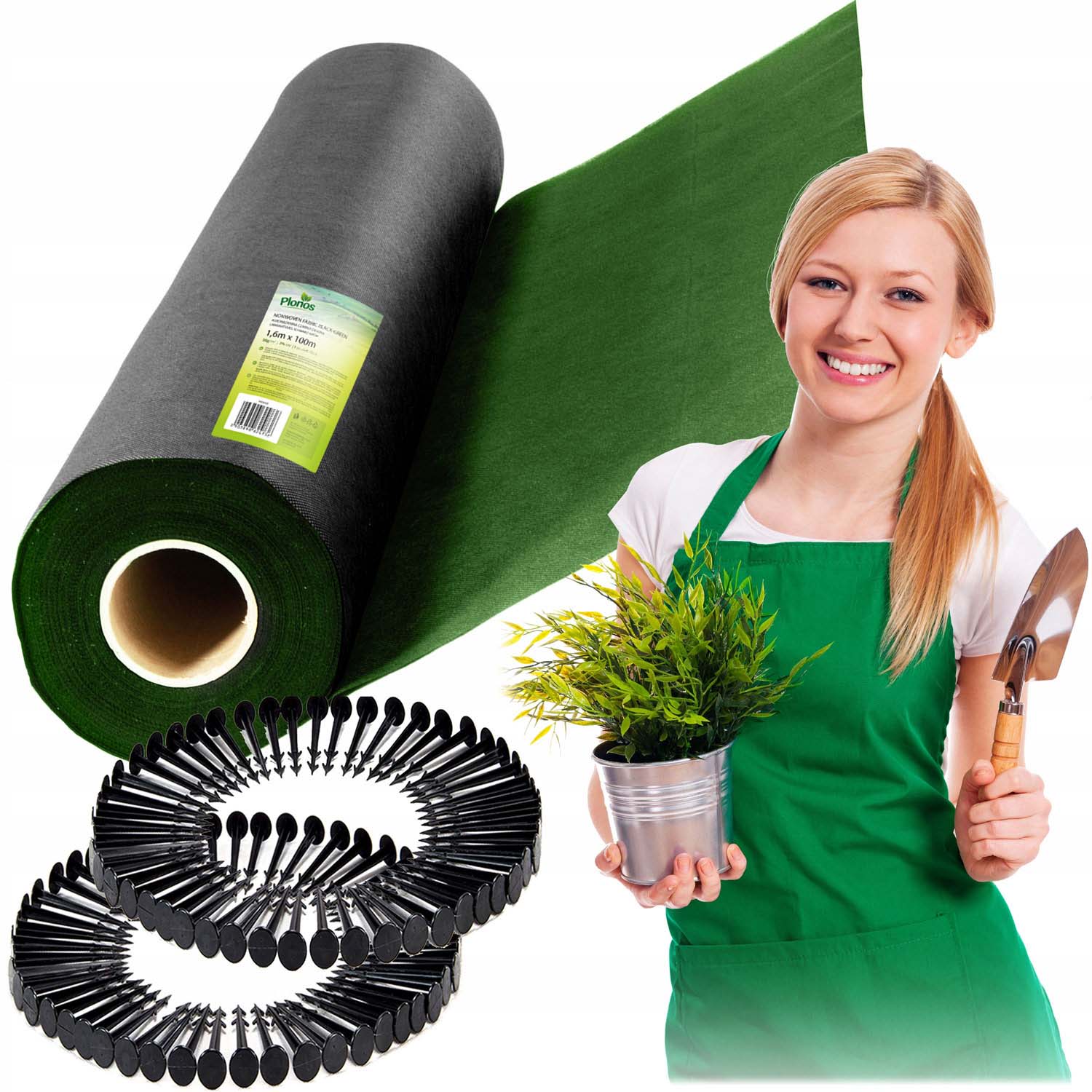 Agrofilinas sodas 1,6 m x 100 m 90 g/m2 + 100 spygliuočių Plonos - juoda-žali