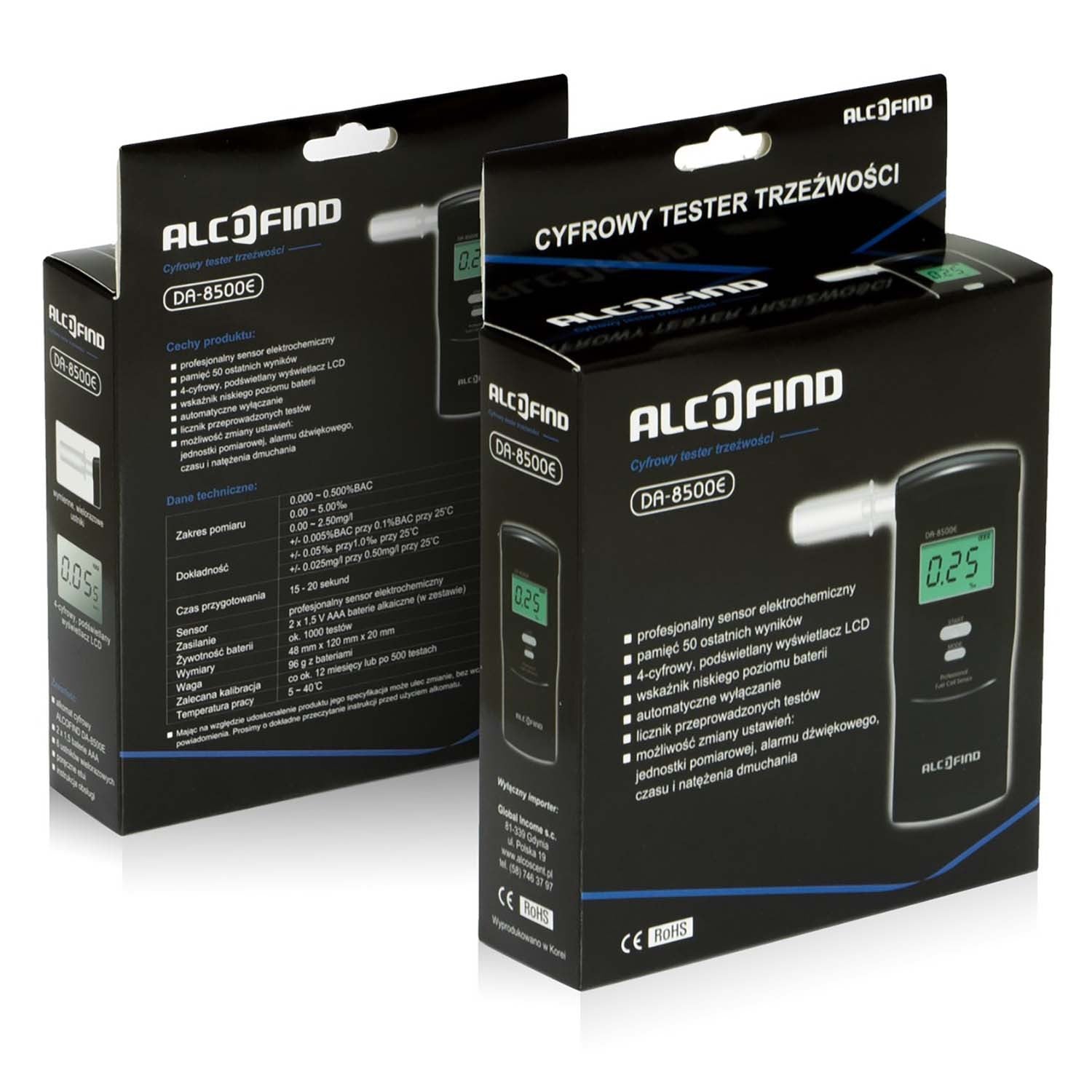 Elektrocheminis alkotesteris DA 8500E + burnos