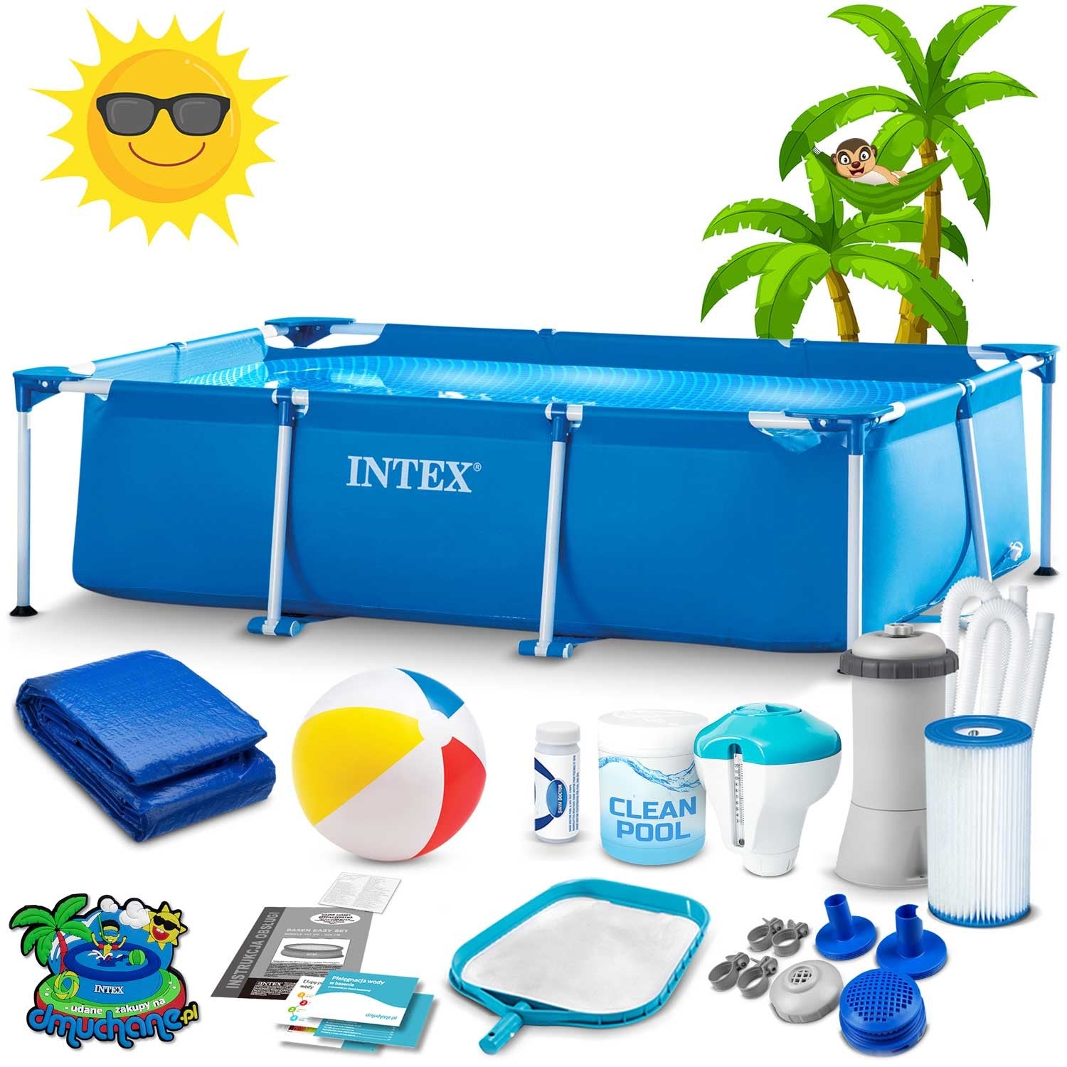 220 x 150 x 60 cm 15v1 stiklinis sodo baseinas INTEX 28270