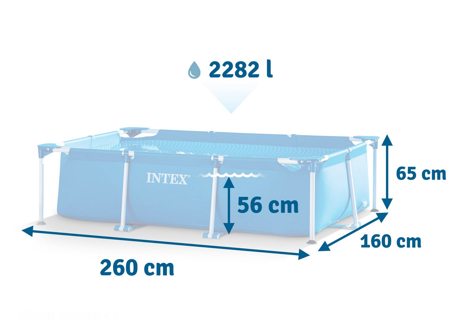 Stiklinis sodinis baseinas 260 x 160 x 65 cm 2v1 INTEX 28271