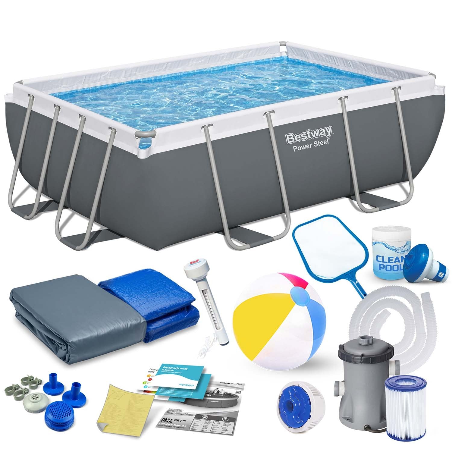 282 x 196 x 84 cm 16w1 Bestway 56629N uždengtas sodinis baseinas