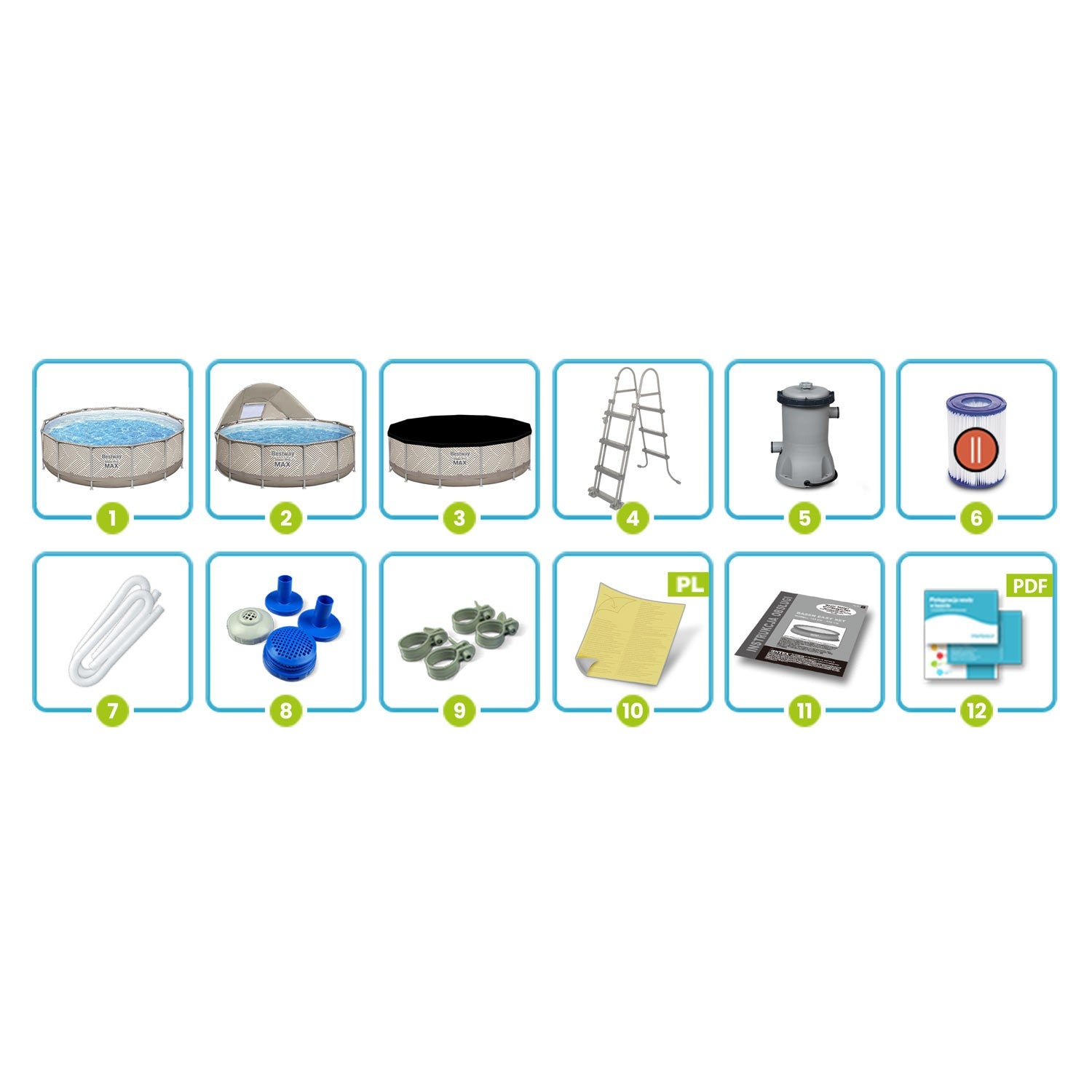 396 x 107 cm 11w1 Bestway 561FY stogo baseinas