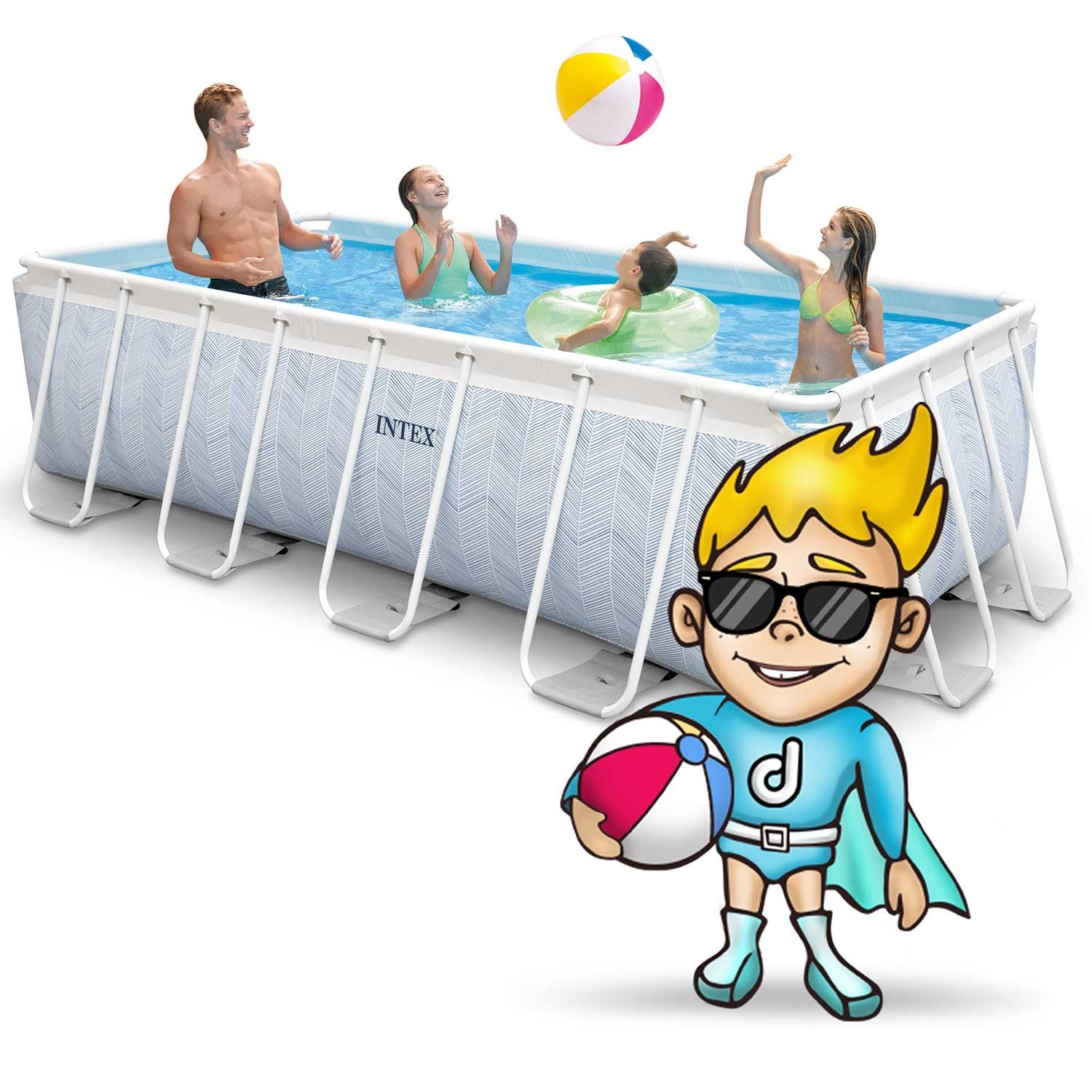400 x 200 x 100 cm karkasinis lauko baseinas, 18v1 INTEX 26780 komplektas