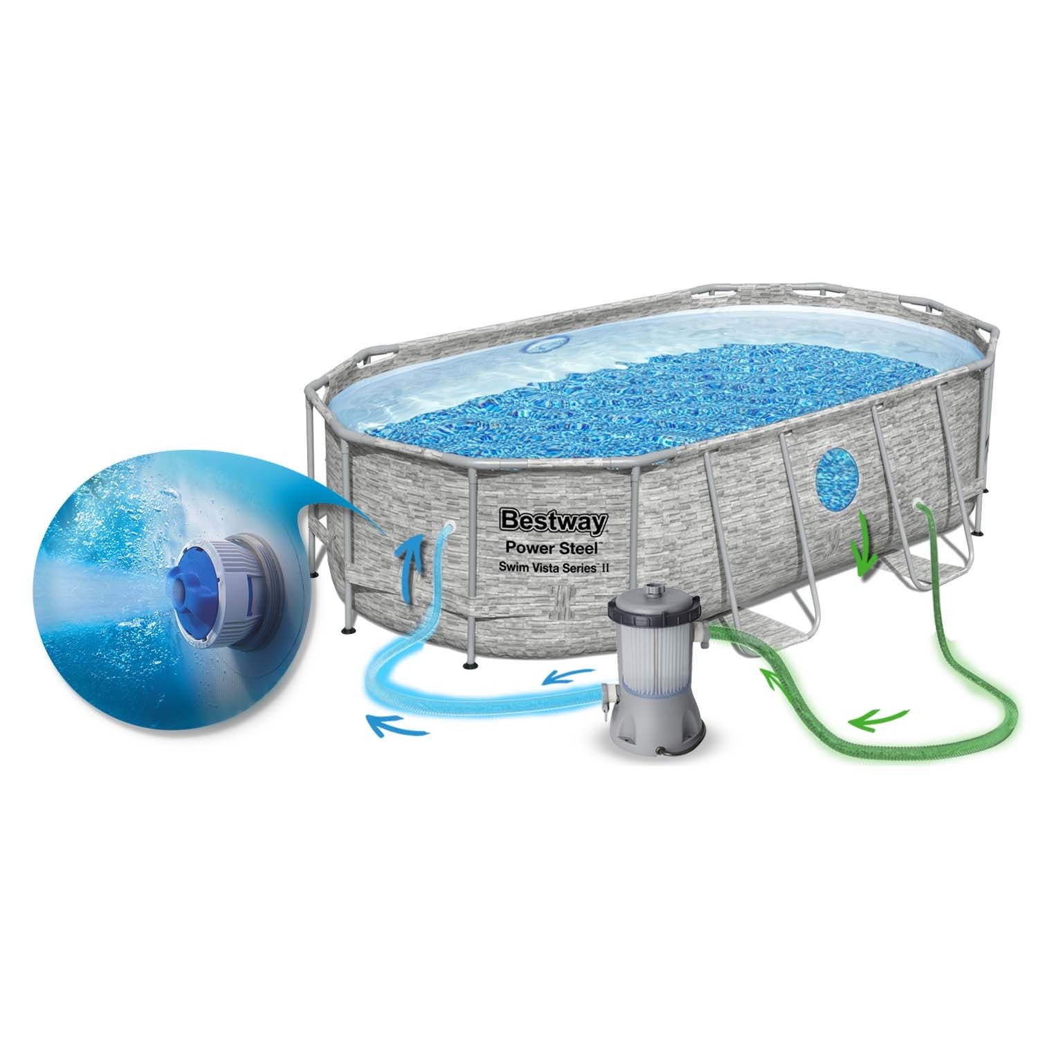 427 x 250 x 100 cm 12w1 Bestway 56714N uždengtas sodinis baseinas